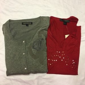 TWO NWT Express Embellished Top & Cardigan Bundle